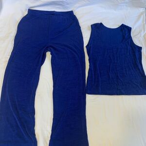 Vintage slinky feel Two-Piece Lounge Set in Deep Royal Blue